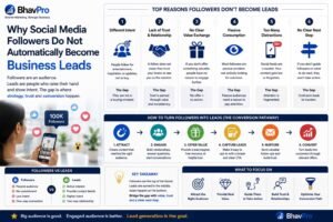 Marketing team tracing the gap between social followers, engaged audiences, enquiries, qualified leads and CRM-recorded sales outcomes.
