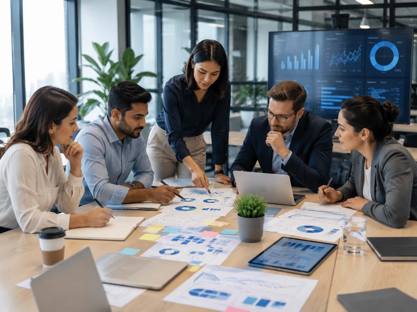 Business team collaborating on strategy, analytics and cross-functional Growth Operations
