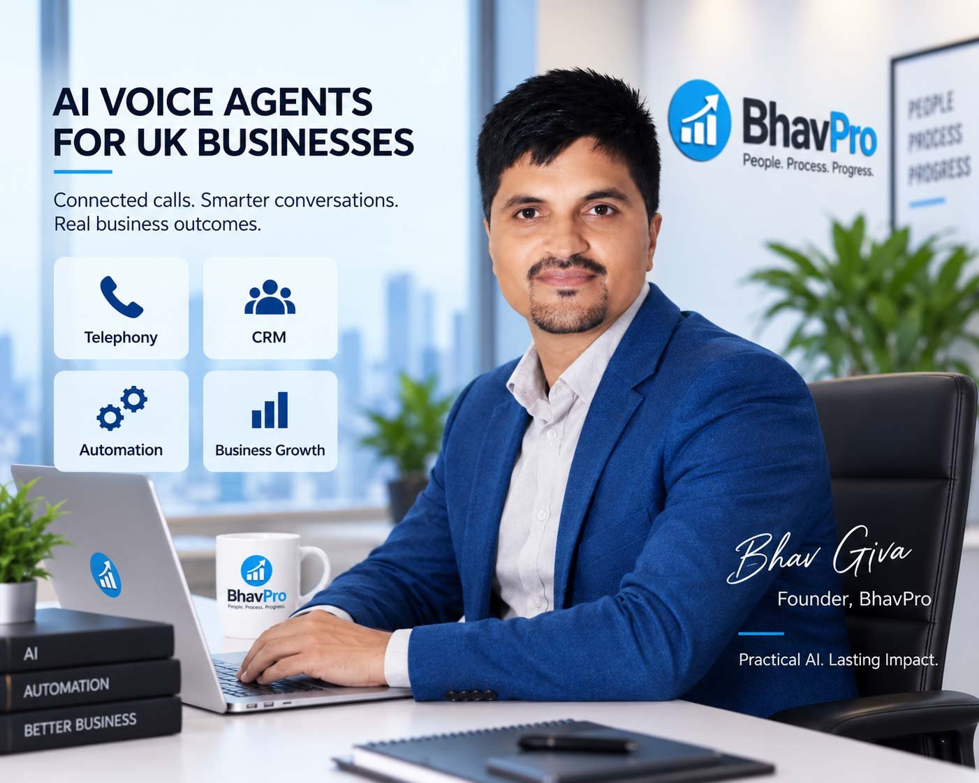 Bhav Giva, founder of BhavPro, supporting AI voice agent solutions for UK businesses