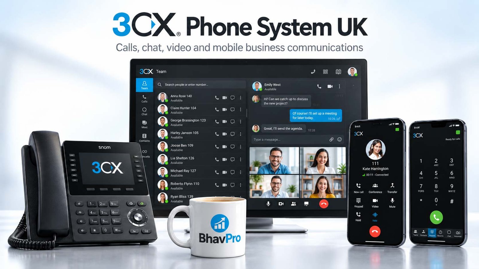 3CX Phone System UK feature image showing a 3CX business phone system concept for UK deployment, hosting and integration
